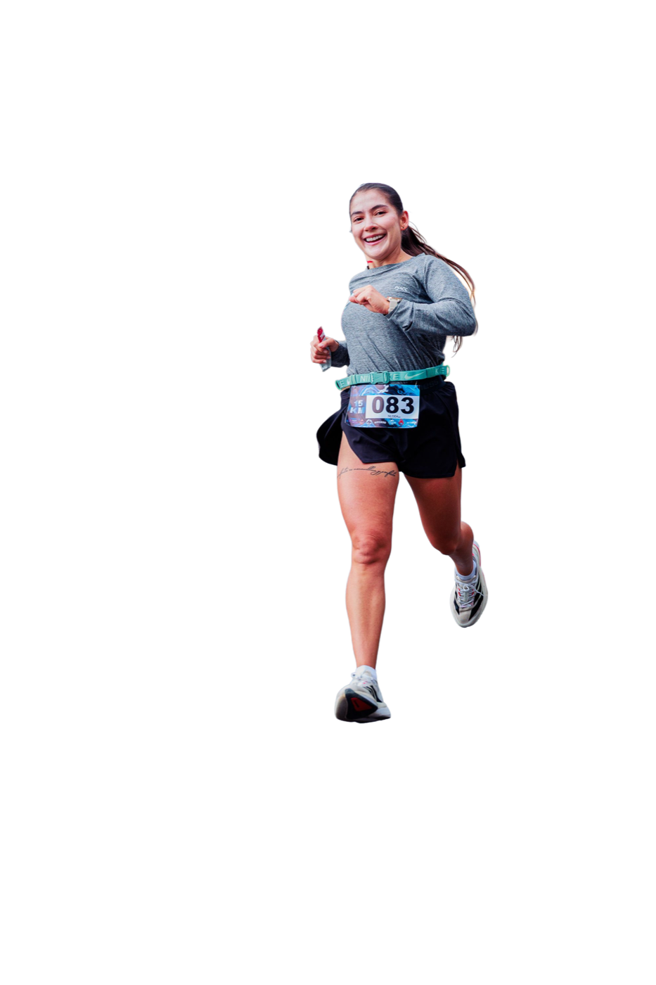 Runner mid-stride, cut out